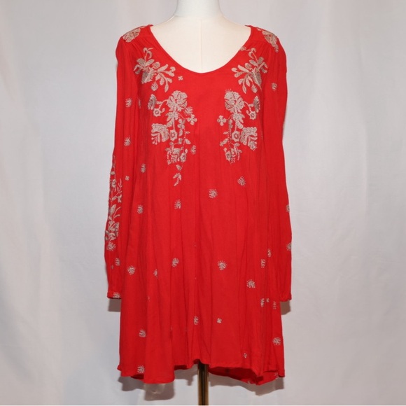 VGUC Free People Sweet Tennessee Embroidered Mini Dress Long Sleeve Small - Picture 7 of 10